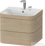 Duravit HAPPY D. 2 PLUS 2 57, 5 cm széles fiókos alsószekrény mosdóval, 2 csaplyukkal, Mediterranean Oak Real wood veneer HP4635E7171 (HP4635E7171)