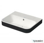 Duravit HAPPY D. 2 PLUS 60x46 cm-es ráültethető csiszolt mosdó csaplyuk nélkül, Wondergliss bevonattal, fehér/antracit matt 23606061601 (23606061601)