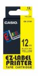 Casio 12 mm x 8 m sárga-fekete feliratozógép szalag (XR 12 YW1)