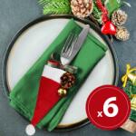 Family Karácsonyi evőeszköz dekor - mikulássapka - 17 cm - 3 féle - 6 db / csomag (58723)