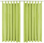 vidaXL Draperii micro-satin cu bride, 2 buc, verde, 140 x 225 cm (132222)