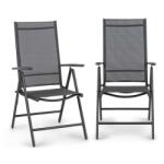 Blumfeldt Almeria Garden Chair, сгъващ се стол, комплект 2 броя, 56, 5 x 107 x 68 cm, ComfortMesh, цвят антрацит (GDMB8-Almeria-1) (GDMB8-Almeria-1)
