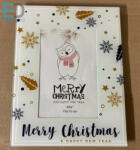  Merry Christmas " Karácsonyi üveg képkeret 10 x 15cm álló- fekvő kivitel