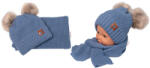 Baby Nellys Caciula de iarna cu blana tam-tam-uri + eșarfă Baby Nellys Stea - albastru, mărimea. 38-40 cm