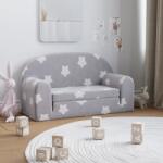 vidaXL Canapea pentru copii 2 locuri, gri deschis cu stele, pluș moale (341803) Canapea
