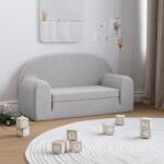 vidaXL Canapea pentru copii cu 2 locuri, gri deschis, pluș moale (341804) Canapea