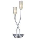 där lighting group Veioza Morgan 2 Light Table Lamp Satin Chrome (MOR4046 DAR LIGHTING)