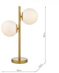 där lighting group Veioza Bombazine 2 Light Table Lamp Natural Brass Opal Glass (BOM4235 DAR LIGHTING)