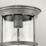Elstead Lighting Corp de iluminat decorativ pentru exterior, Hadrian 1 Light Flush Mount - Clear Glass - Antique Nickel (QN-HADRIAN-MINI-F-AN-CLEAR)