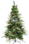 Brad artificial de Craciun, decorat cu conuri pin rosii, pentru interior/exterior, inaltime 210 cm, diametru 142 cm, 767 ramuri, Flippy, verde, suport metalic inclus (106800)