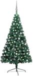 vidaXL Fél műkarácsonyfa LED fényekkel és gömb szettel 180 cm (3077651)