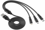 Vipfan X16 3w1 USB-C/Lightning/Micro 3.5A 1.5m USB kábel (fekete) (X16LMT-black) - kulsoaksi