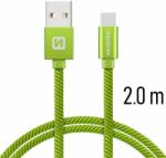 SWISSTEN textil adatkábel USB-C konnektorral, gyorstöltés támogatással, zöld (71521307)