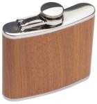  Laposüveg 170ml fa bevonatú rozsdamentes acél flaska biztonsági csavarómechanikás zárral, 12 × 3, 5 × 6 cm