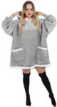 Springos Női takaró pulóver, kapucnis, oversize, szürke (HA5085)