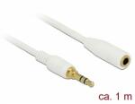 Delock Sztereó jack hosszabbító kábel 3, 5 mm 3-tűs apa > anya 1 m hosszú fehér (85577) - dellaprint