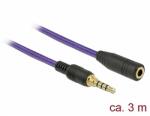 Delock Audió Sztereó Hosszabbító Kábel 3, 5 mm Jack férfi / női iPhone 4 tűs 3 m lila (85625)