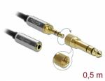 Delock Sztereó hosszabbító kábel 3, 5 mm 3 pólusú apa anya, 6, 35 mm-es csavaros adapterrel 0, 5 m (85779)