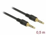 Delock Sztereó Jack Kábel 3, 5 mm 4 tűs férfi > férfi 0, 5 m fekete (85592) - dellaprint
