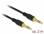 Delock Sztereó Jack Kábel 3, 5 mm 3 tűs férfi > férfi 2 m fekete (85549) - dellaprint