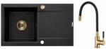 INVENA Set chiuveta bucatarie Invena Tesalia si baterie Glamour finisaj negru - auriu 76x44 cm (AZ-01-Z43-SET)