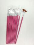 Global Fashion Set pensule manichiura, pentru pictura pe unghii, B-2, 12 piese, culoare roz