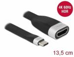 Delock FPC lapos csík kábel USB Type-C - HDMI (DP Alt Mode) 4K 60 Hz 13, 5 cm (86729)