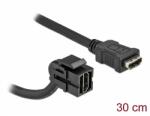 Delock Keystone modul, HDMI-csatlakozóhüvely 110 > HDMI-csatlakozóhüvely, kábellel fekete (86853)