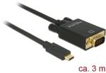 Delock Kábel USB Type-C csatlakozódugóval > VGA csatlakozódugóval (DP váltakozó mód) Full HD 1080p, (85263) - dellaprint
