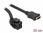 Delock Keystone modul, HDMI-csatlakozóhüvely 250 > HDMI-csatlakozóhüvely, kábellel fekete (86854)