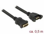 Delock Kábel, HDMI-A hüvely > HDMI-A hüvely, panelrögzítés, 4K 30 Hz 0, 5 m (85465)