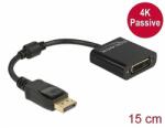 Delock Adapter DisplayPort 1.2-dugós csatlakozó -DVI-csatlakozóhüvely 4K passzív fekete (61023) - dellaprint