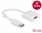 Delock Adapter DisplayPort 1.2-dugós csatlakozó-HDMI-csatlakozóhüvely 4K aktív fehér (63586)