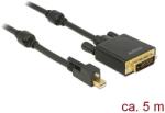 Delock Kábel mini Displayport 1.2-dugós csatlakozó csavarral > DVI-csatlakozódugó 4K 30 Hz aktív 5 m (85637)