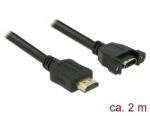 Delock Kábel, HDMI-A dugó > HDMI-A hüvely, panelrögzítés, 4K 30 Hz 2 m (85464)