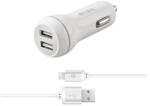 S-Link Autós töltő - SW-C530 (2db USB, 5V/2.1A, 5W, Micro USB, 100cm adat+töltőkábel, fehér) Mobil (17524)