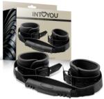 InToYou Black Shadow Vegan Leather Cuffs with Handle Black