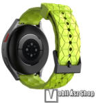  Okosóra szíj - szilikon, focilabda textúra minta - LIME - 128mm+85mm hosszú, 20mm széles - SAMSUNG Galaxy Watch 42mm / Amazfit GTS / Galaxy Watch3 41mm / HUAWEI Watch GT 2 42mm / Galaxy Watch Active /