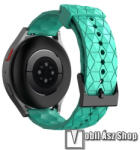  Okosóra szíj - szilikon, focilabda textúra minta - ZÖLDESKÉK - 125mm+89mm hosszú, 22mm széles - SAMSUNG Galaxy Watch 46mm / Watch GT2 46mm / Watch GT 2e / Galaxy Watch3 45mm / Honor MagicWatch 2 46mm