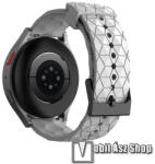  Okosóra szíj - szilikon, focilabda textúra minta - FEHÉR - 128mm+85mm hosszú, 20mm széles - SAMSUNG Galaxy Watch 42mm / Amazfit GTS / Galaxy Watch3 41mm / HUAWEI Watch GT 2 42mm / Galaxy Watch Active 