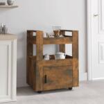vidaXL Cărucior de bucătărie stejar fumuriu 60x45x80 cm lemn prelucrat (816829)