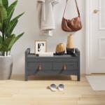 vidaXL Bancă de hol, gri, 80x40x43 cm, lemn masiv pin (821786) - vidaxl