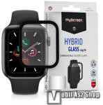 MYSCREEN HYBRID GLASS EDGE 3D Elastic Glass okosóra rugalmas edzett üveg - FEKETE - 0, 25 mm, 7H, A teljes képernyőt védi - APPLE Watch Series 5 40mm / Series 4 40mm