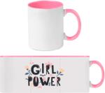  Bögre színes belsővel 330 ml: fehér / rózsaszín - s potlačou „Girl power