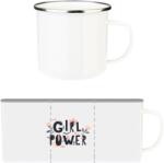  Egyedi zománcozott fém bögre: fehér - s potlačou „Girl power