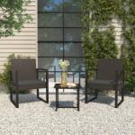 vidaXL Set mobilier de grădină cu perne, 3 piese, negru, poliratan (319198)