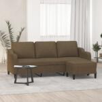 vidaXL Canapea cu 3 locuri cu taburet, maro, 180 cm, material textil (3153514) Canapea