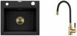INVENA Set chiuveta bucatarie Invena Tesalia si baterie Glamour finisaj negru - auriu 48x44 cm (AZ-01-Z41-SET)