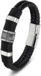BeSpecial Bratara piele neagra cu detalii din inox , Design masculin si elegant (BIGP0133_21)