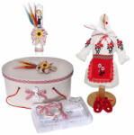  Set costum rochita traditionala fete cu trusou botez si cutie trusou cu lumanare decor rustic Denikos® C9101 NIK5474 (NIK5474)